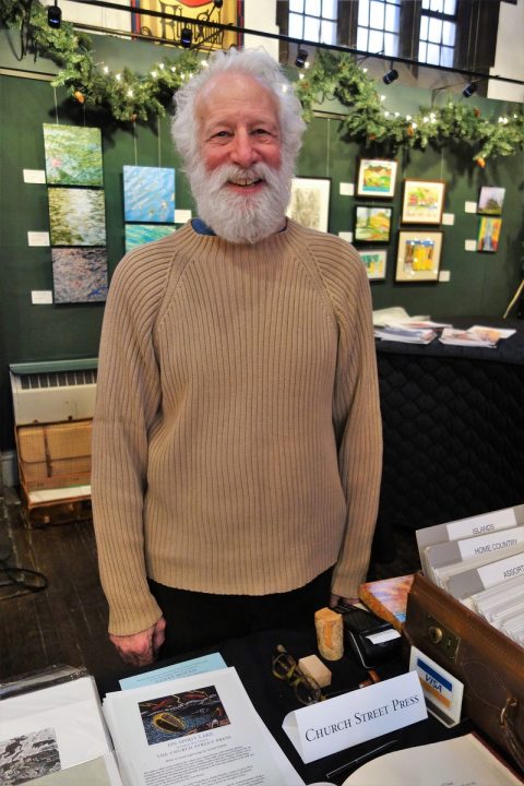 Alan Stein was on hand with some of the Church Street Press's handprinted books.