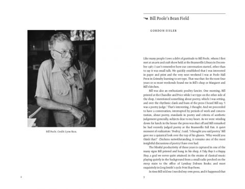 DA86 spread featuring photo of Bill Poole and beginning of essay on his work.