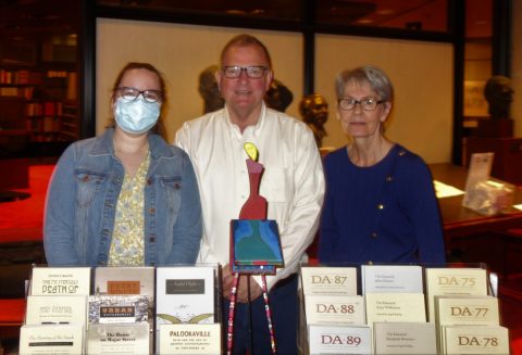 Stephanie Small, Don McLeod and Elke Inkster of The Porcupine's Quill/DA at the Fisher Small and Fine Press Fair, September 10, 2022. Credit: Tim Inkster.