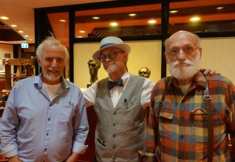 Tim Inkster, George A. Walker and Stan Bevington at the Fisher Small and Fine Press Fair, September 10, 2022. Credit: Don McLeod.