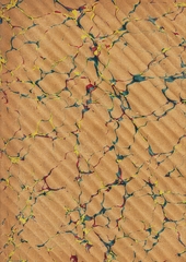 brown, green and yellow rippled marbled endpaper