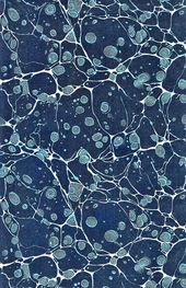 navy blue and aqua spotted marbled endpaper