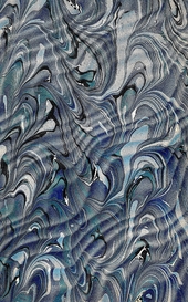 black, grey and teal rippled marbled endpaper