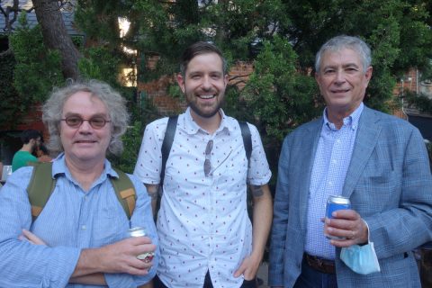 John Shoesmith, Grant Hurley and Chester Gryski at the Coach House Press Wayzgoose, September 8, 2022. Credit: Don McLeod.