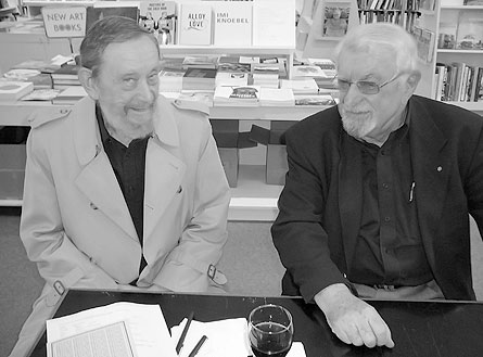 Guy Upjohn (l) and Frank Newfeld at David Mirvish Books on Art (Toronto). October, 2008. Photo by Don McLeod.