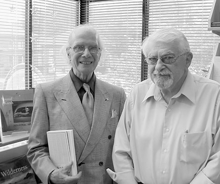 Bill Toye (l) and Frank Newfeld at A Different Drummer Books (Burlington). September, 2008. Photo by Richard Bachmann.